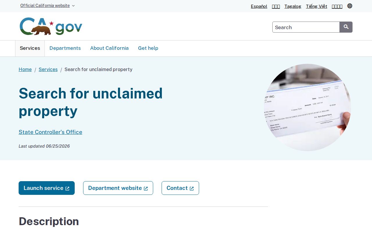 La Quinta city directory research beside a California unclaimed property search