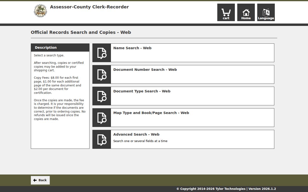 La Quinta residents directory view of the Riverside official records index