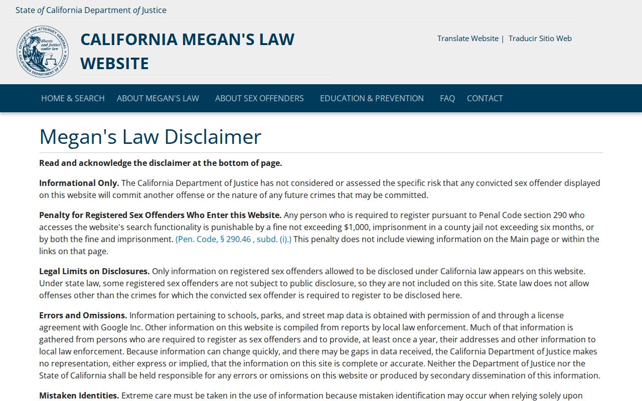 La Quinta resident lookup reference to the California Megan's Law registry