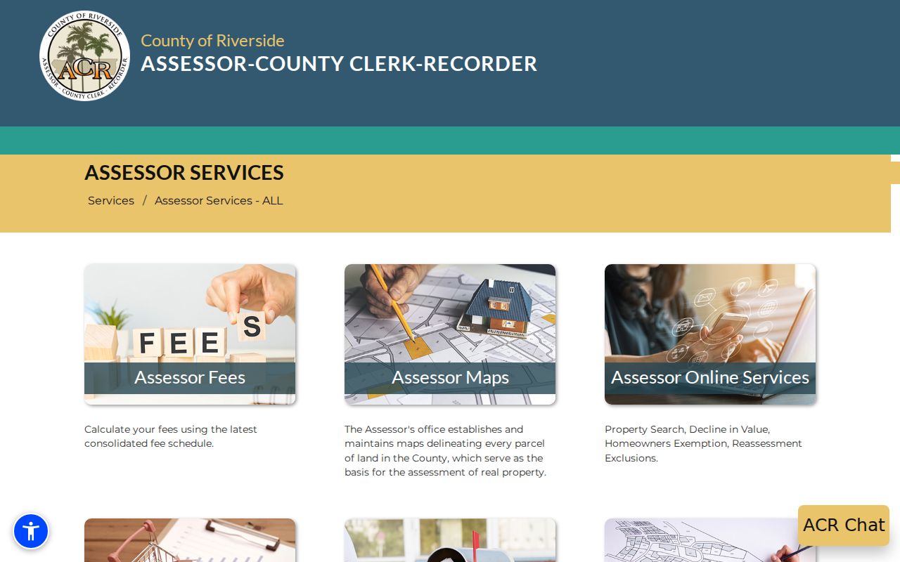 La Quinta street directory reference to Riverside assessor services