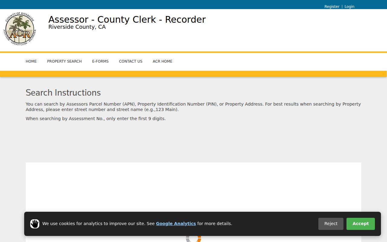 La Quinta street directory address search for a Riverside parcel